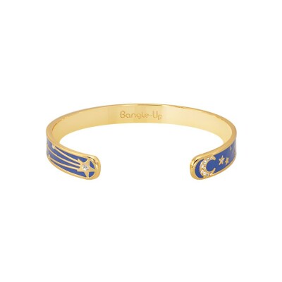 Bracelet jonc ouvert ajustable Bangle Up Halley en laiton doré, email et oxyde de zirconium