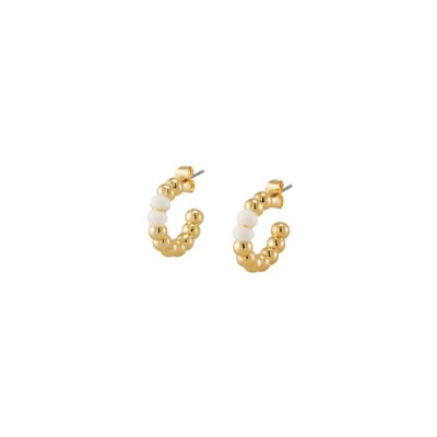 Boucles d'oreilles créoles Bangle Up Lumi en laiton doré et email
