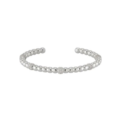 Bracelet jonc ajustable Bangle Up Lumi en laiton rhodié et oxyde de zirconium