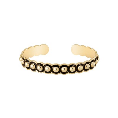 Bracelet jonc ouvert Bangle Up Moon en laiton doré et email