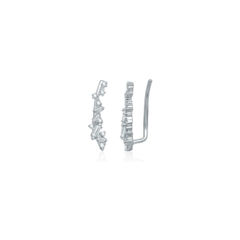 Boucles d\'oreilles Tendance en or blanc et diamants