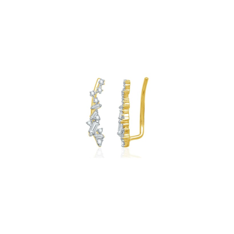 Boucles d'oreilles climber en or jaune et diamants 0,21ct