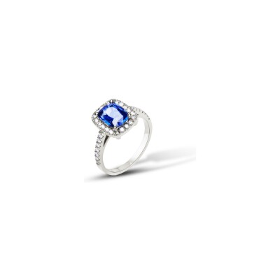 Bague Raynal en or blanc, diamant et saphir