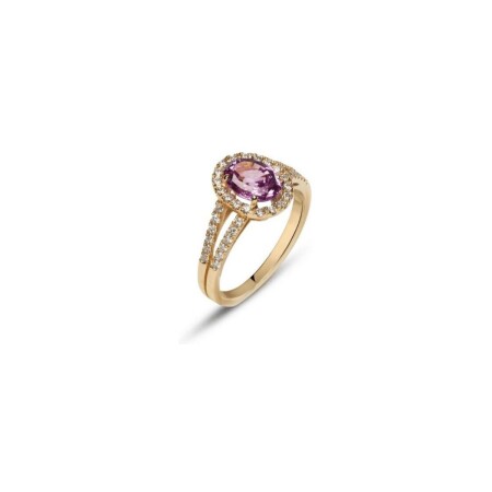 Bague Raynal en or rose, diamants et saphir