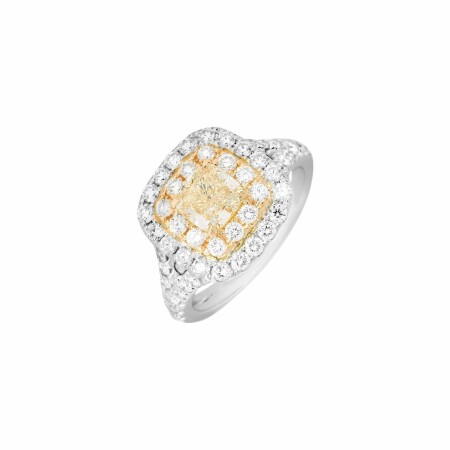 Bague Spring en or blanc, diamants jonquille et diamants