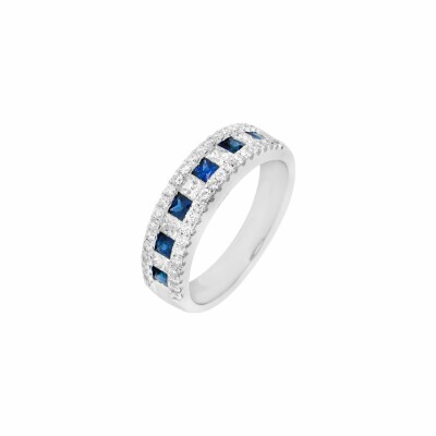Bague Crown en or blanc, saphir et diamants