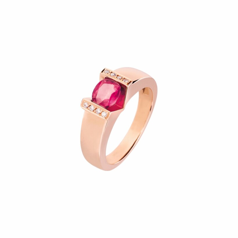 Bague Victoire en or rose, saphir rose et diamants