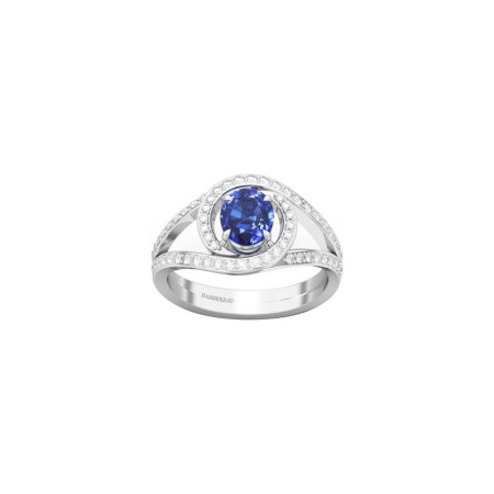 Bague 1897 en or blanc, saphir bleu et diamants