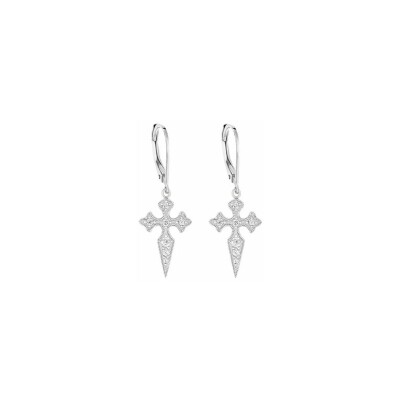 Boucles d'oreilles Stone Paris Blood Diamonds en or blanc et diamants