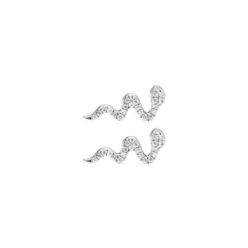 Boucles d'oreilles Raynal Serpent en or blanc et diamants