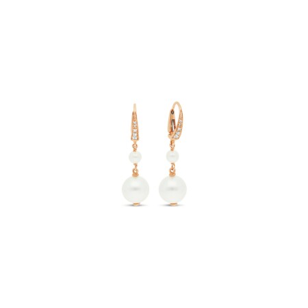 Boucles d'oreilles Raynal en or rose et diamants