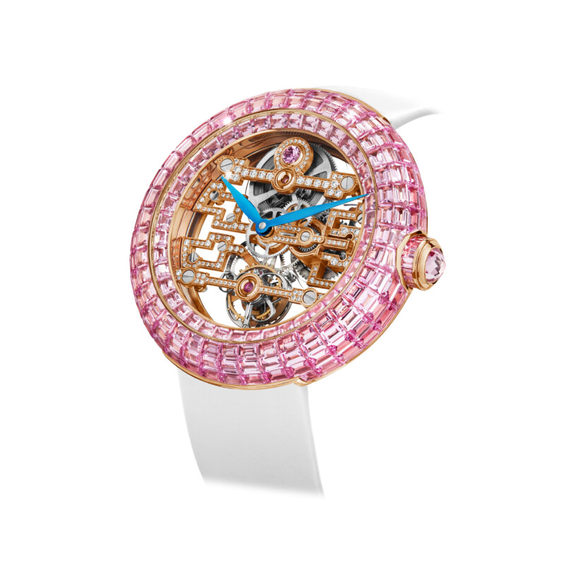 Jacob & Co Brilliant Art deco pink sapphire watch