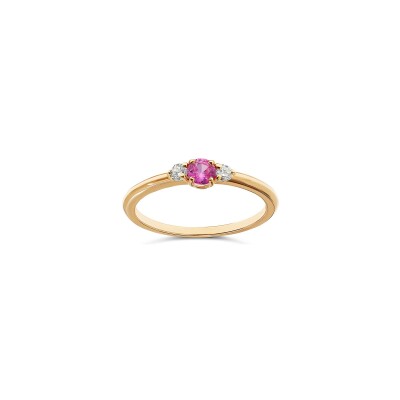 Bague Vaneste Brune en or rose, saphir rose et diamants