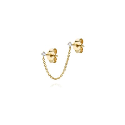 Mono boucle d'oreille Burato Solitaire en or jaune et diamants