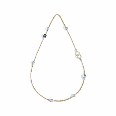 Collier Pomellato Nudo en or rose, or blanc et topazes bleu ciel