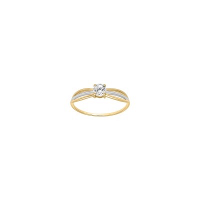 Bague en or jaune, rhodium et oxyde de zirconium