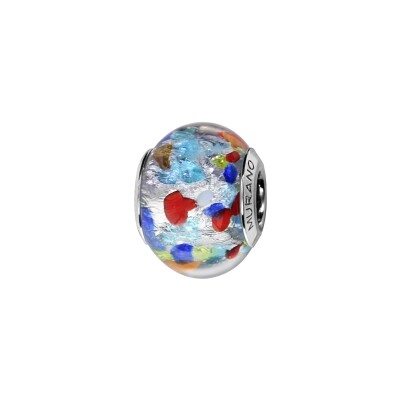 Charms coulissant argent rhodié murano multicolore