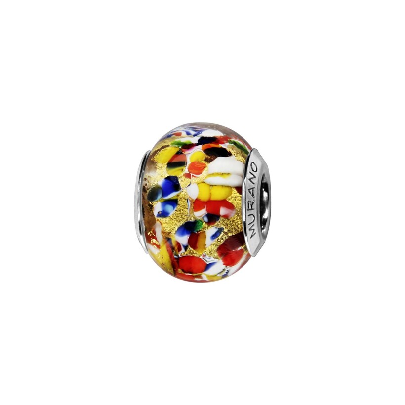 Charms coulissant argent rhodié murano multicolore