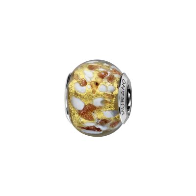 Charms coulissant argent rhodié murano dore pailleté