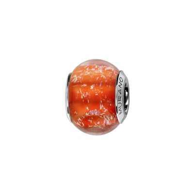 Charms coulissant argent rhodié murano rouge