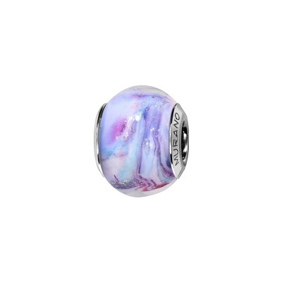 Charms coulissant argent rhodié murano