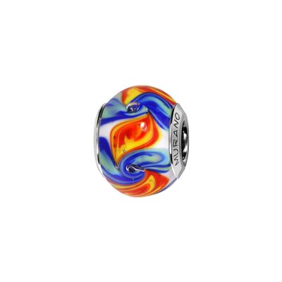 Charms coulissant argent rhodié murano multi couleur