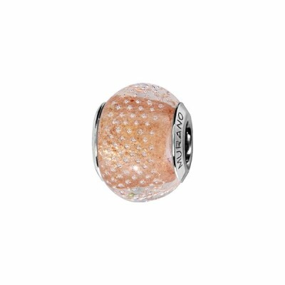 Charms coulissant argent rhodié murano transparent
