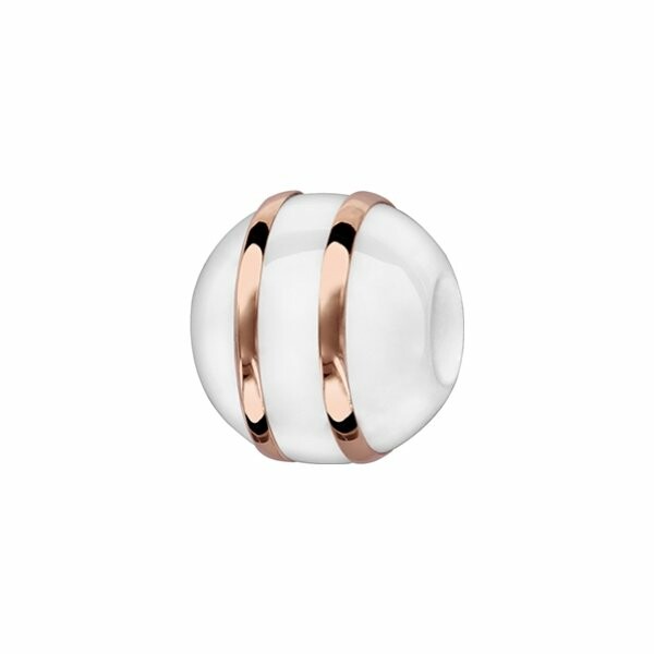 Charms boule céramique blanche 2 filets argent et pvd rose