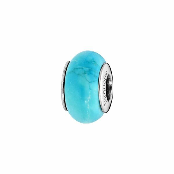 Charms coulissant argent rhodié pierre naturelle traitée turquoise