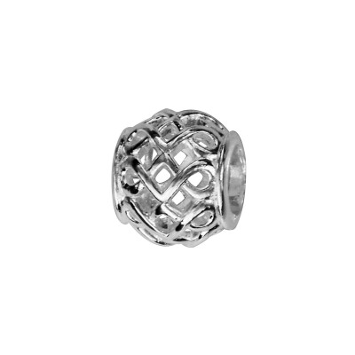 Charms coulissant argent rhodié boule quadrillée