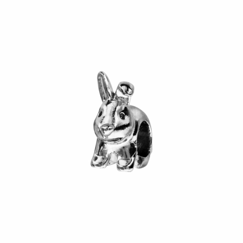 Charms coulissant argent rhodié lapin