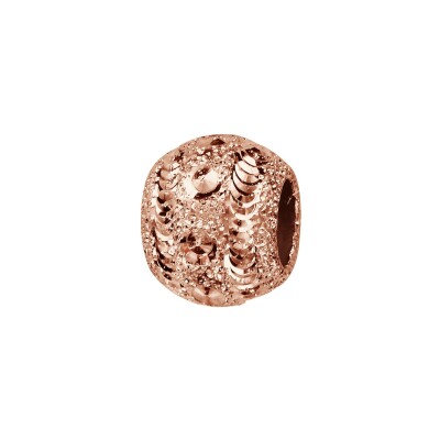 Charms coulissant argent et dorure rose boule diamantee givree 10x5mm