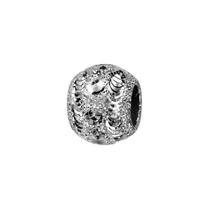 Charms coulissant argent rhodié boule diamantée givrée 10x5mm
