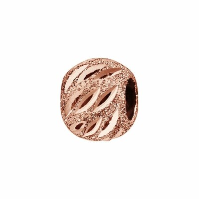 Charms coulissant argent et dorure rose boule ciselee diamantée ajourée 10x5mm