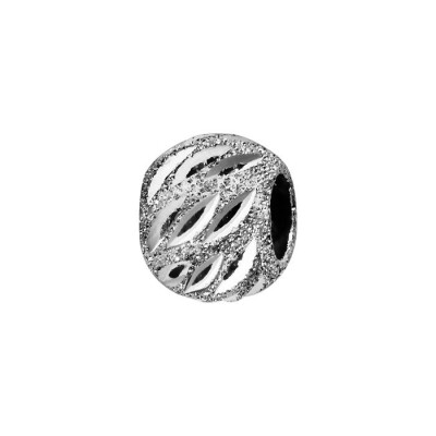 Charms coulissant argent rhodié boule ciselée diamantée ajouré