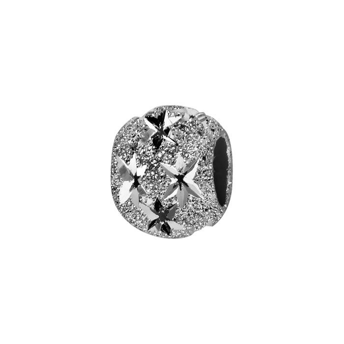 Charms coulissant argent rhodié boule diamantée étoile 10x5mm