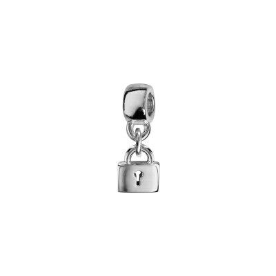 Charms coulissant argent rhodié suspendu cadenas