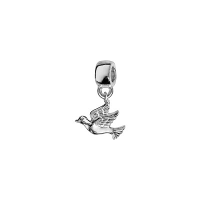 Charms coulissant argent rhodié suspendu colombe