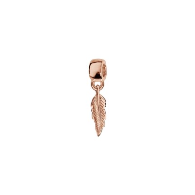 Charms coulissant argent et dorure rose suspendu plume