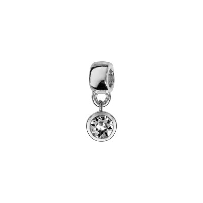 Charms coulissant argent rhodié suspendu oxyde blanc