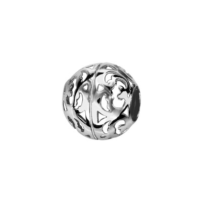 Charms coulissant argent rhodié boule motif