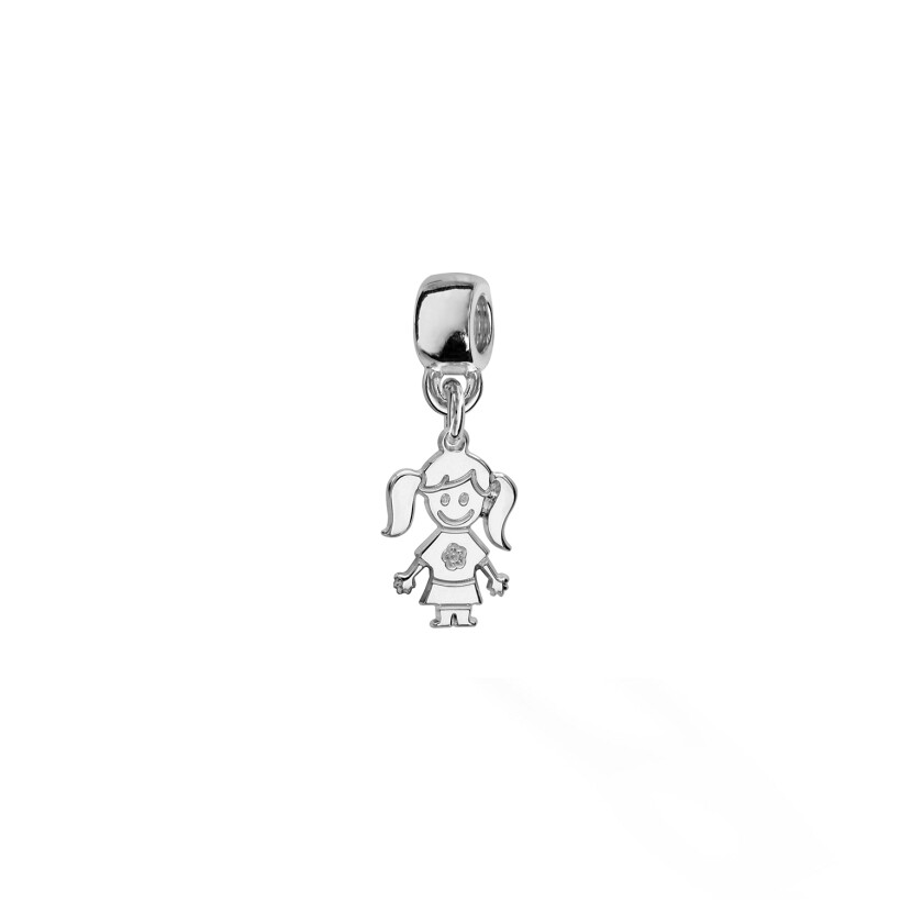 Charms coulissant argent rhodié suspendu fille