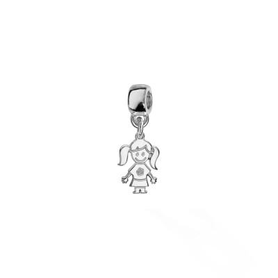 Charms coulissant argent rhodié suspendu fille