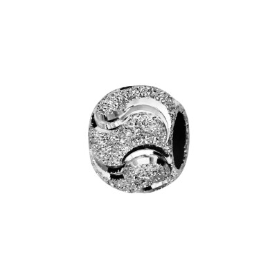 Charms coulissant argent rhodié boule diamante vagues 10x5mm