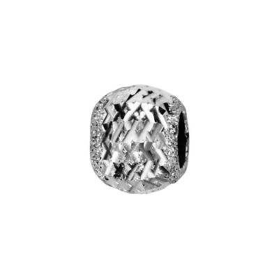 Charms coulissant argent rhodié boule diamante et croisillon