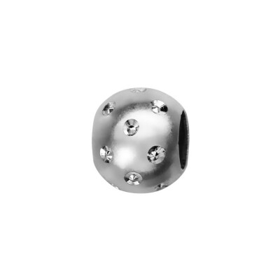 Charm boule en argent rhodié