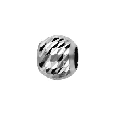 Charms coulissant argent rhodié boule facetee losange 10x5mm