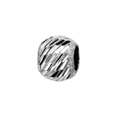 Charms coulissant argent rhodié boule diamante biais 10x5mm