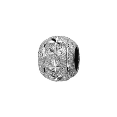 Charms coulissant argent rhodié boule pailleté étoiles 10x5mm