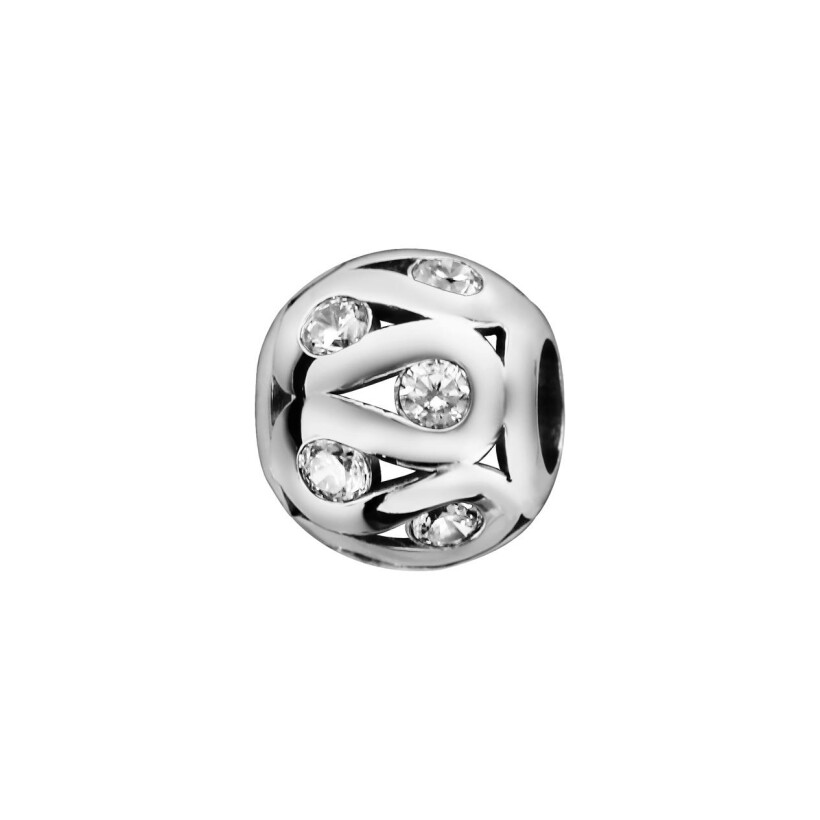 Charms coulissant argent rhodié boule sinueuse ajourée oxyde